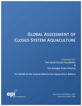 Global Assessment of Closed System Aquaculture