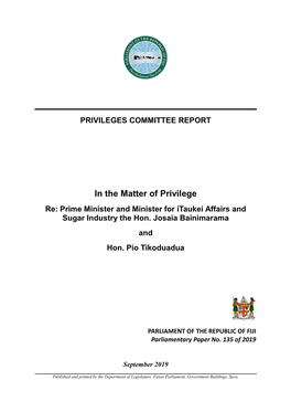 Final Privileges Committee Reportseptember 2019