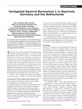 Variegated Squirrel Bornavirus 1 in Squirrels, Germany and the Netherlands