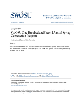 SWOSU One Hundred and Second Annual Spring