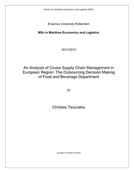 An Analysis of Cruise Supply Chain Management in European Region: the Outsourcing Decision Making of Food and Beverage Department