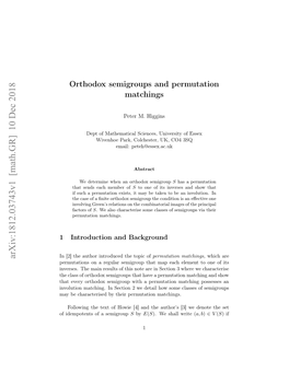 Orthodox Semigroups and Permutation Matchings