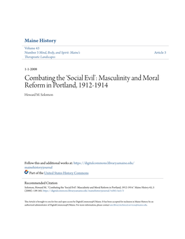 Masculinity and Moral Reform in Portland, 1912-1914 Howard M