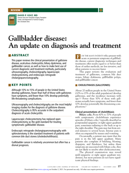 Gallbladder Disease: an Update on Diagnosis and Treatment