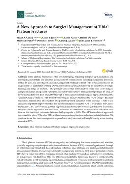 A New Approach to Surgical Management of Tibial Plateau Fractures