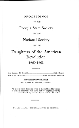 Daughters of the American Revolution 1960-1961