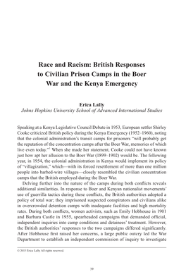 British Responses to Civilian Prison Camps in the Boer War and the Kenya Emergency