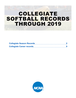 Collegiate Softball Records Through 2019