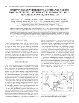 Early Permian Vertebrate Assemblage and Its Biostratigraphic Significance, Arroyo Del Agua, Rio Arriba County, New Mexico