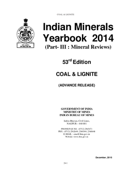 Indian Minerals Yearbook 2014 (Part- III : Mineral Reviews)