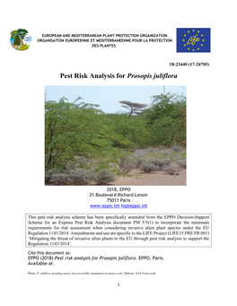 Pest Risk Analysis for Prosopis Juliflora