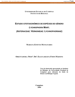 Estudo Citotaxonômico De Espécies Do Gênero