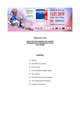 Press Kit 2019 Audi Fis Ski World Cup Ladies