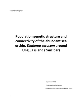 Population Genetic Structure and Connectivity of the Abundant Sea Urchin, Diadema Setosum Around Unguja Island (Zanzibar)