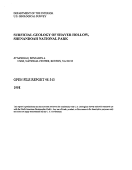 Surficial Geology of Shaver Hollow, Shenandoah National Park Open-File Report 98-343 1998