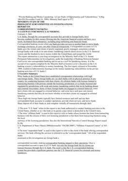 “Private Banking and Money Laundering: a Case Study of Opportunities and Vulnerabilities,” S.Hrg