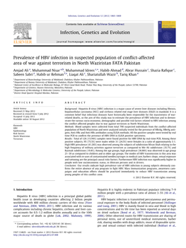 Prevalence of HBV Infection in Suspected Population of Conflict-Affected Area of War Against Terrorism in North Waziristan FATA