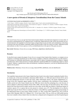 A New Species of Oromia (Coleoptera: Curculionidae) from the Canary Islands