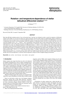 Rotation- and Temperature-Dependence of Stellar Latitudinal Differential Rotation�,