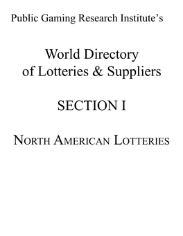 World Directory of Lotteries & Suppliers SECTION I