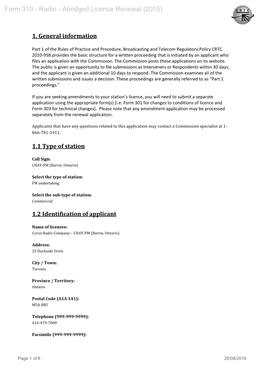 Form 310 - Radio - Abridged Licence Renewal (2015)