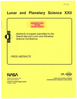 Press Abstracts Twenty-Second Lunar and Planetary Science Conference