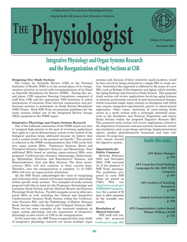 Physiologist December 2002 Integrative Physiology and Organ Systems Research and the Reorganization of Study Sections at CSR