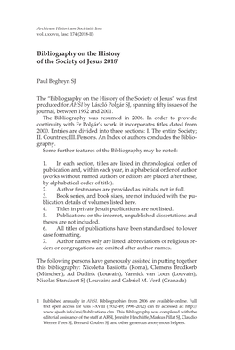 Bibliography on the History of the Society of Jesus 20181