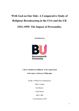 With God on Our Side: a Comparative Study of Religious Broadcasting in the USA and the UK 1921-1995: the Impact of Personality