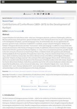 Contributions of Cunha Rivara (1809-1879) to the Development of Kseoarnch.K