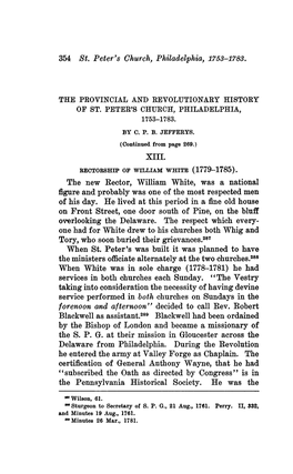 354 St. Peter's Church, Philadelphia, 1753-1783. the New Rector, William White, Was a National Figure and Probably Was One of Th
