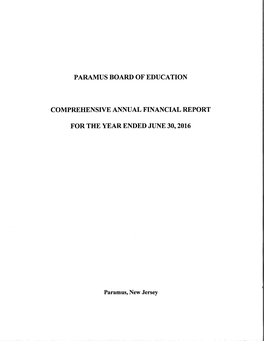 Paramus Board of Education Comprehensive Annual Financial