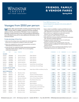 Friends, Family, & Vendor Fares