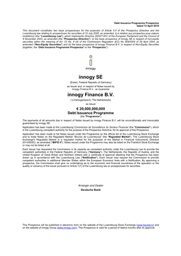 Innogy Finance B.V., Innogy Se