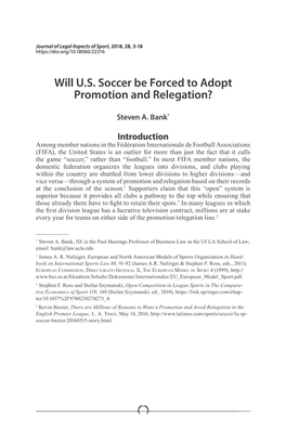 Will U.S. Soccer Be Forced to Adopt Promotion and Relegation?