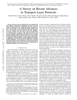 A Survey on Recent Advances in Transport Layer Protocols