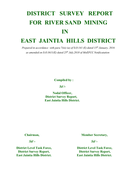 District Survey Report for River Sand Mining in East Jaintia Hills District