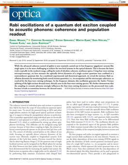 Rabi Oscillations of a Quantum Dot Exciton Coupled to Acoustic Phonons: Coherence and Population Readout