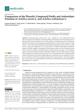 Comparison of the Phenolic Compound Profile and Antioxidant Potential of Achillea Atrata L. and Achillea Millefolium L