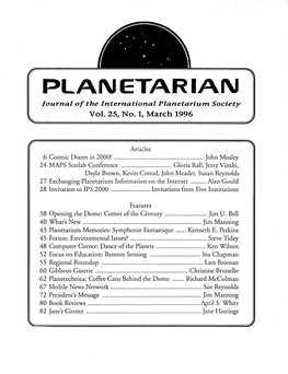 PLAN ETAR IAN Journal of the International Planetarium