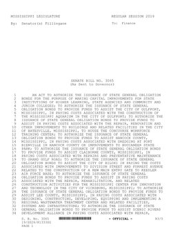 MISSISSIPPI LEGISLATURE REGULAR SESSION 2019 By