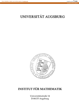 Institut Für Mathematik Der Universität Augsburg