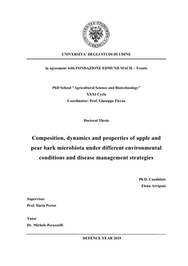 Composition, Dynamics and Properties of Apple and Pear Bark Microbiota Under Different Environmental Conditions and Disease Management Strategies