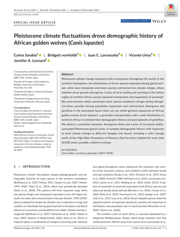 Pleistocene Climate Fluctuations Drove Demographic History of African Golden Wolves (Canis Lupaster)