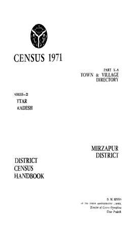District Census Handbook, Mirzapur, Part X-A, Series-21, Uttar Pradesh