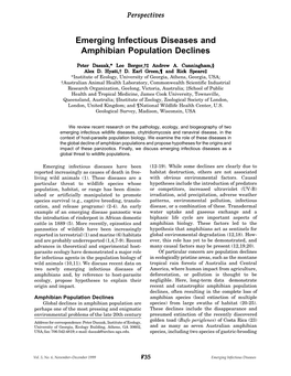 Emerging Infectious Diseases and Amphibian Population Declines