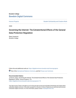 The Extraterritorial Effects of the General Data Protection Regulation