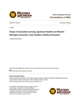 Kanpo Consumption Among Japanese Students at Western Michigan University: Case Studies in Medical Pluralism