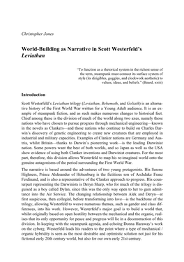 World-Building As Narrative in Scott Westerfeld S Leviathan