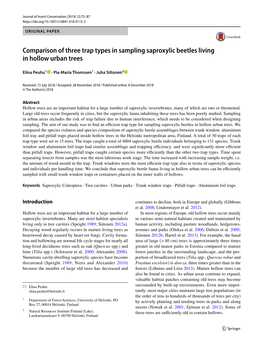 Comparison of Three Trap Types in Sampling Saproxylic Beetles Living in Hollow Urban Trees